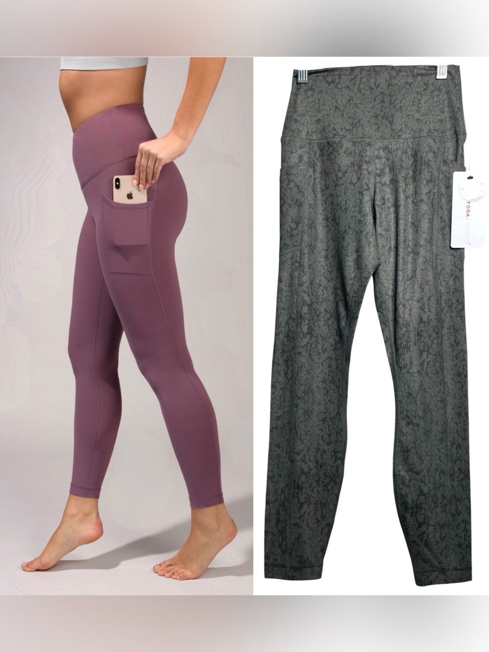 Yogalicious NWT Nude Tech Camo High Rise Ankle Length Side Pockets Leggings Sz S